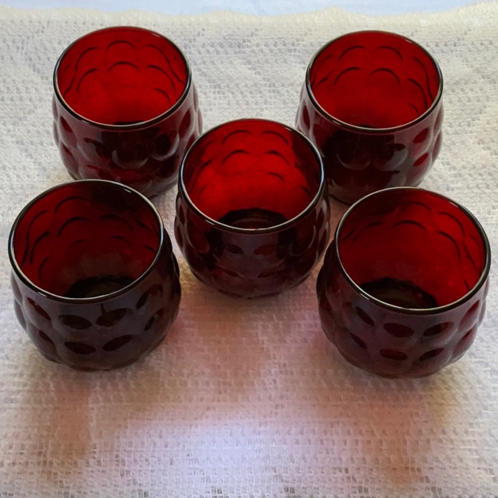 Vintage Anchor Hocking Royal Ruby Red Bubble Rocks Glass 8 oz.
